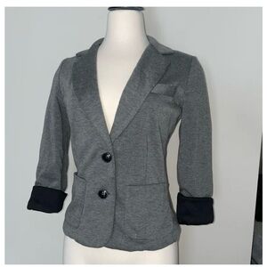 Women's Grey Blazer with Black Accents